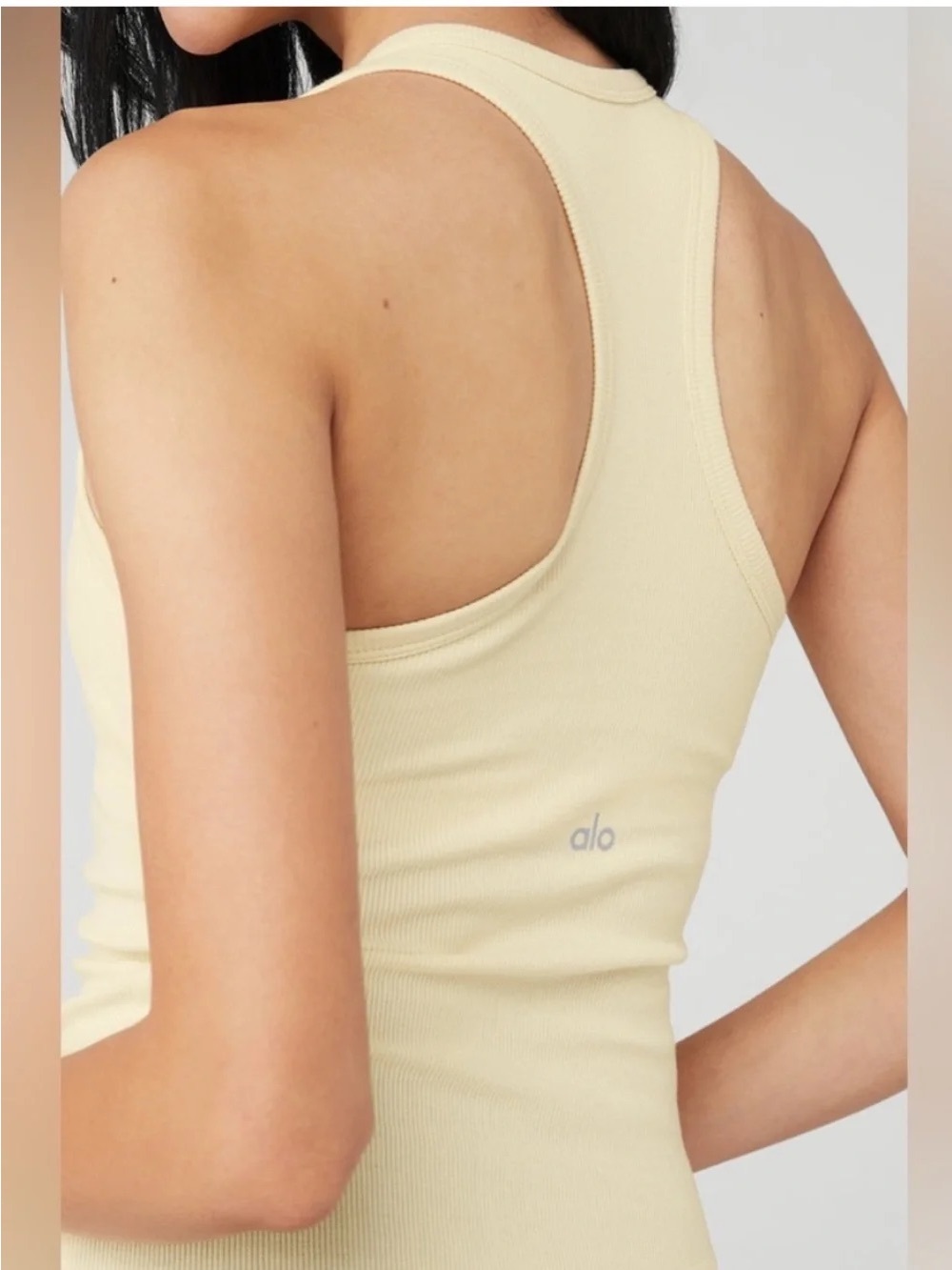 ALO Yoga Sleeveless Ribbed Tank Top - Cream - Picture 4 of 10